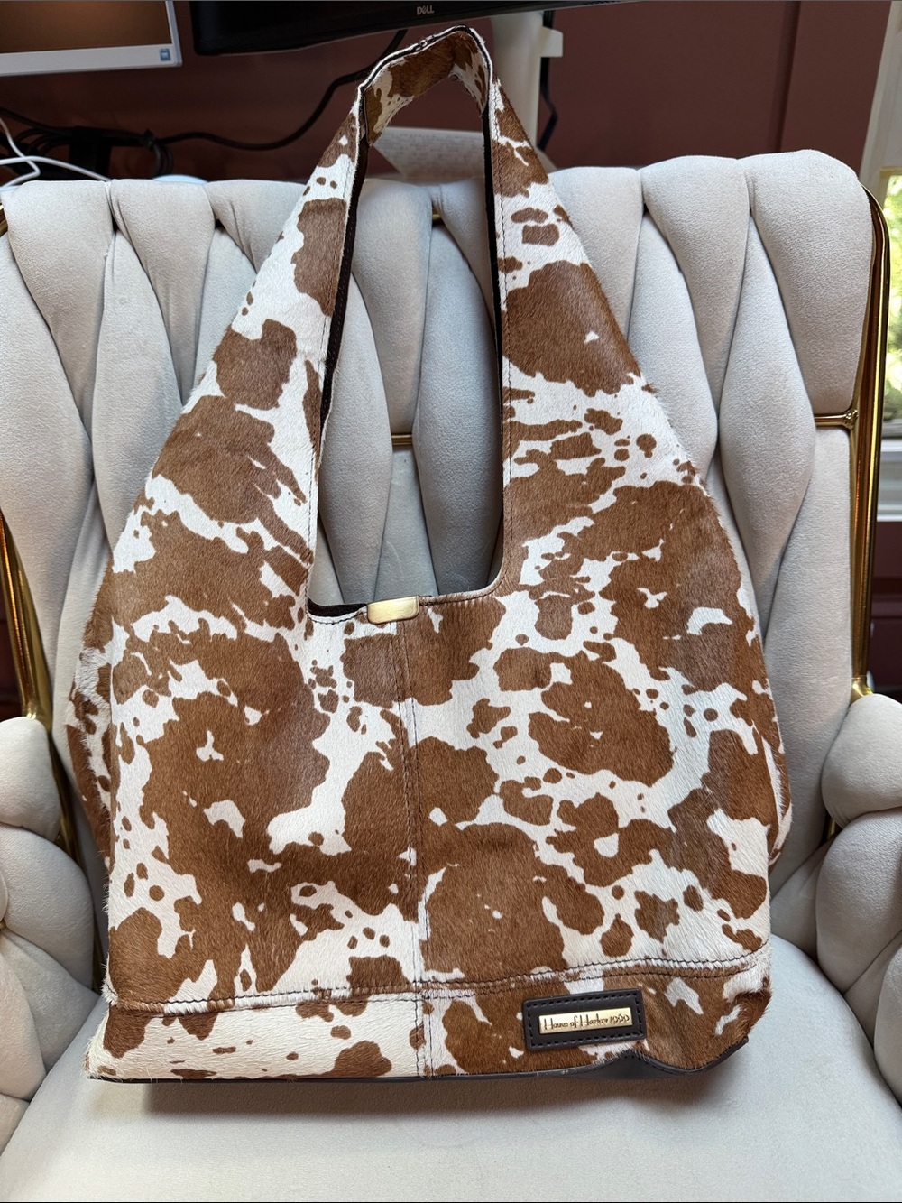 House of Harlow 1960 Brown & White Cowhide Hobo Shoulder Bag